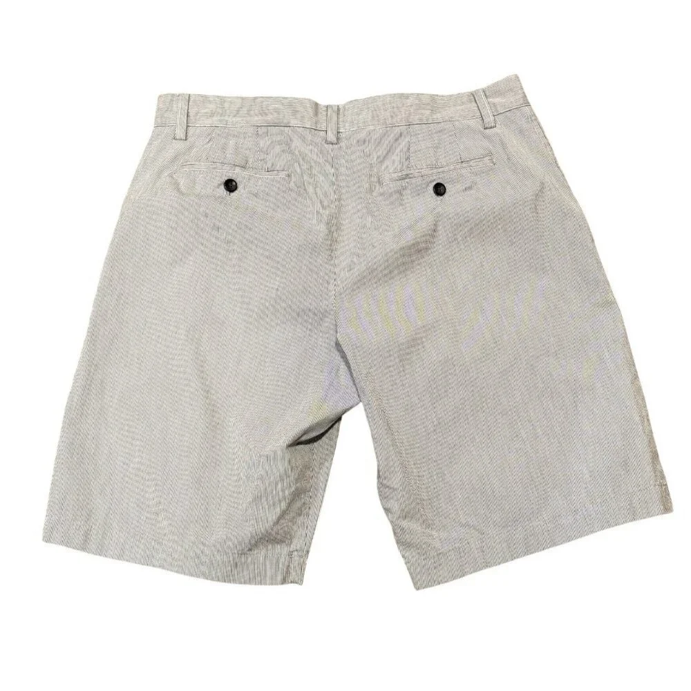 Banana Republic Mens Sz 34 Pinstriped Preppy Navy Stripe Cotton Bermuda Shorts